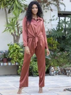 Seidenpyjama ROXANE Stretchseide Von Marjolaine -Feine Unterwaesche Geschaft pyjama stretchseide 4rox5501 0019 cognac roxane marjolaine