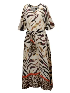 100% Seide Kaftan SELVAGGIO Von Eva B. Bitzer -Feine Unterwaesche Geschaft seide kaftan 20312552 animalprint beige eva b bitzer 3