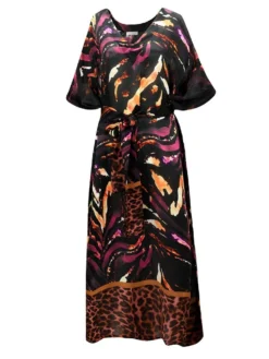 100% Seide Kaftan SELVAGGIO Von Eva B. Bitzer -Feine Unterwaesche Geschaft seide kaftan 20312552 schwarz lila print eva b bitzer