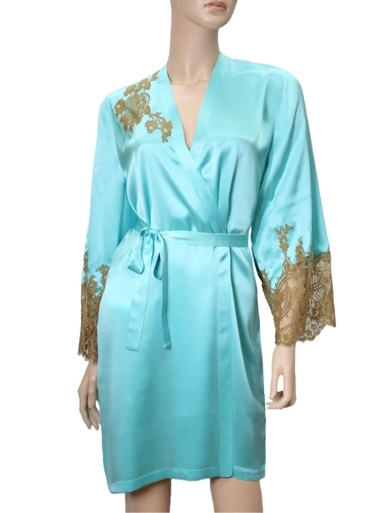 Seide Morgenmantel JARDIN Kurz Von Marjolaine 5 Seide Morgenmantel JARDIN Kurz Von Marjolaine – Bild 5