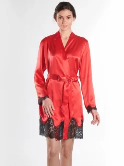 100% Seide Kimono SOIE D´AMOUR Mit Spitze Aubade -Feine Unterwaesche Geschaft seide morgenmantel ms65 2 3 rouge passion soie d amour aubade 1