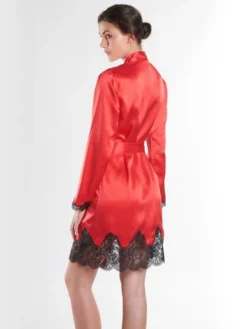 100% Seide Kimono SOIE D´AMOUR Mit Spitze Aubade -Feine Unterwaesche Geschaft seide morgenmantel ms65 2 rouge passion soie d amour aubade 1