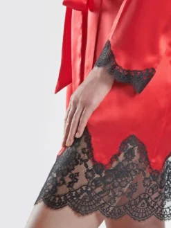 100% Seide Kimono SOIE D´AMOUR Mit Spitze Aubade -Feine Unterwaesche Geschaft seide morgenmantel ms65 5 rouge passion soie d amour aubade 1