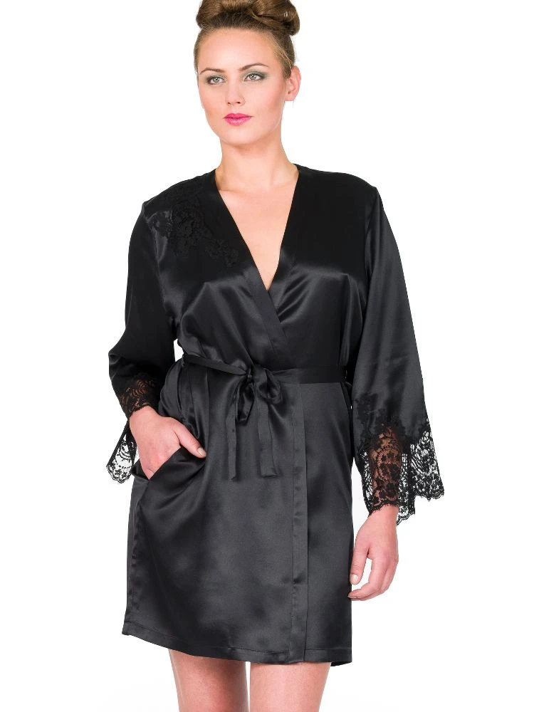 Seide Morgenmantel JARDIN Kurz Von Marjolaine 3 Seide Morgenmantel JARDIN Kurz Von Marjolaine – Bild 3