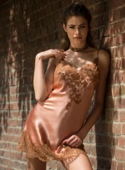 100% Seide Neglige EGERIE No. 2 Mit Spitze Marjolaine -Feine Unterwaesche Geschaft seide nachthemd egerie 3ege0102 lotus noisette 5294 marjolaine 1