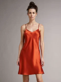 100% Seide Nachthemd CAROLINE Uni Von Vivis -Feine Unterwaesche Geschaft seide nachthemd v00003 caroline paprika vivis 1 6