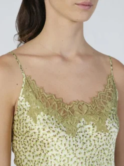 100% Seide Neglige Mit Spitze Kurz Kiwi Print Von Verdiani -Feine Unterwaesche Geschaft seide neglige gruen 4505 verdiani 3