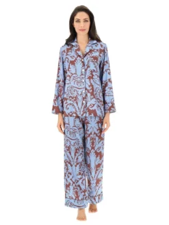 100% Seide Schlafanzug DAMASK LAVENDER Von Luna Di Seta -Feine Unterwaesche Geschaft seide pyjama vlst60704 s215 braun blau luna di seta 3