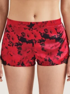 100% Seide Shorts TOI MON AMOUR Mit Print Von Aubade -Feine Unterwaesche Geschaft seide shorts qs61 1 opera rot schwarz 2 toi moi amour aubade 3