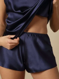 100% Seide SHORTS Soie Unie Marjolaine -Feine Unterwaesche Geschaft seide shorts tintenblau soie unie marjolaine 8 1