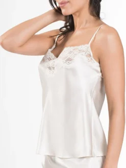 100% Seide Top CRÉPUSCULE SATINÉ Naturweiß Von Aubade -Feine Unterwaesche Geschaft seide top crepuscule satinee vi38 nacre aubade