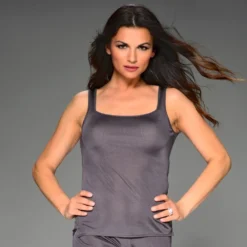 Trägertop Aus 100% Wirkseide PURE Von Gattina -Feine Unterwaesche Geschaft seide traegertop pure dunkelgrau 387086 gattina 2 1 1