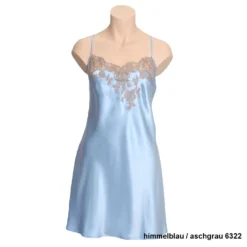 100% Seide Nachthemd CAPRICE Mit Französischer Spitze Von Marjolaine -Feine Unterwaesche Geschaft seidennachthemd caprice cap0101 himmelblau asche 6322 marjolaine 1