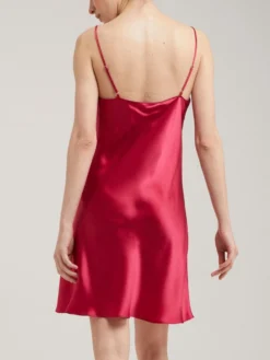 100% Seide Nachthemd CAROLINE Uni Von Vivis -Feine Unterwaesche Geschaft seidennachthemd caroline v00003 himbeerrot vivis 3 6