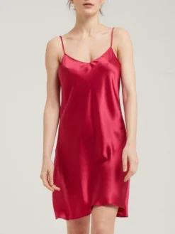 100% Seide Nachthemd CAROLINE Uni Von Vivis -Feine Unterwaesche Geschaft seidennachthemd caroline v00003 himbeerrot vivis 6