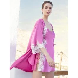 100% Seide Neglige LACE SEDUCTION Dahlia Pink Von Luna Di Seta 1 100% Seide Neglige LACE SEDUCTION Dahlia Pink Von Luna Di Seta