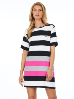 Sleepshirt LEAVING OUR MARK Von DKNY Sleepwear -Feine Unterwaesche Geschaft sleepshirt grau gestreift yi2322410 055 dkny 1 1