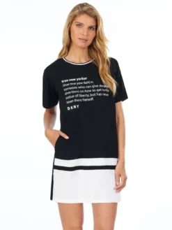 Sleepshirt LEAVING OUR MARK Von DKNY Sleepwear -Feine Unterwaesche Geschaft sleepshirt schwarz weiss yi2322410 001 dkny 1 1
