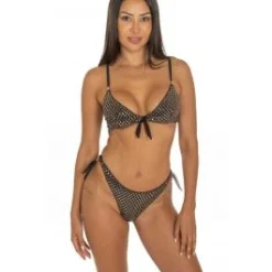 Bügel-Bikini MIRROR RHOMBUS Schwarz Gold Von Pin-Up Stars