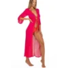 Strandmantel Lang LUREX PALME Fuchsia Pink Von Pin-Up Stars