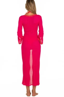 Strandmantel Lang LUREX PALME Fuchsia Pink Von Pin-Up Stars -Feine Unterwaesche Geschaft strand mantel pb172a rot pin up stars 3