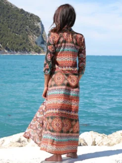 Seidenbatist Strandkleid BERENICE VERDE Schwarz-bunt Von Laetitia Beachwear -Feine Unterwaesche Geschaft strandkaftan seidenbatist verde b145 laetitia beachwear 2