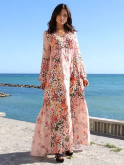 Seidenbatist Strandkleid FANTASIA ROSA Von Laetitia Beachwear -Feine Unterwaesche Geschaft strandkleid seidenbatist rosa g142 laetitia beachwear